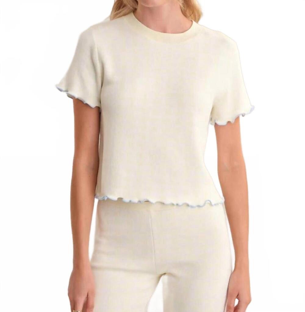 NEW 525 AMERICA poppy lettuce edge sweater tee in white
